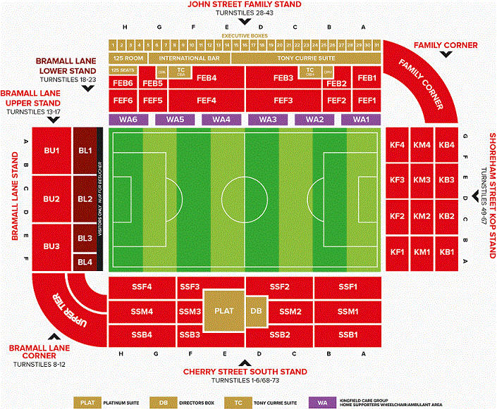 Bramall Lane Seating Plan / Stadium Map