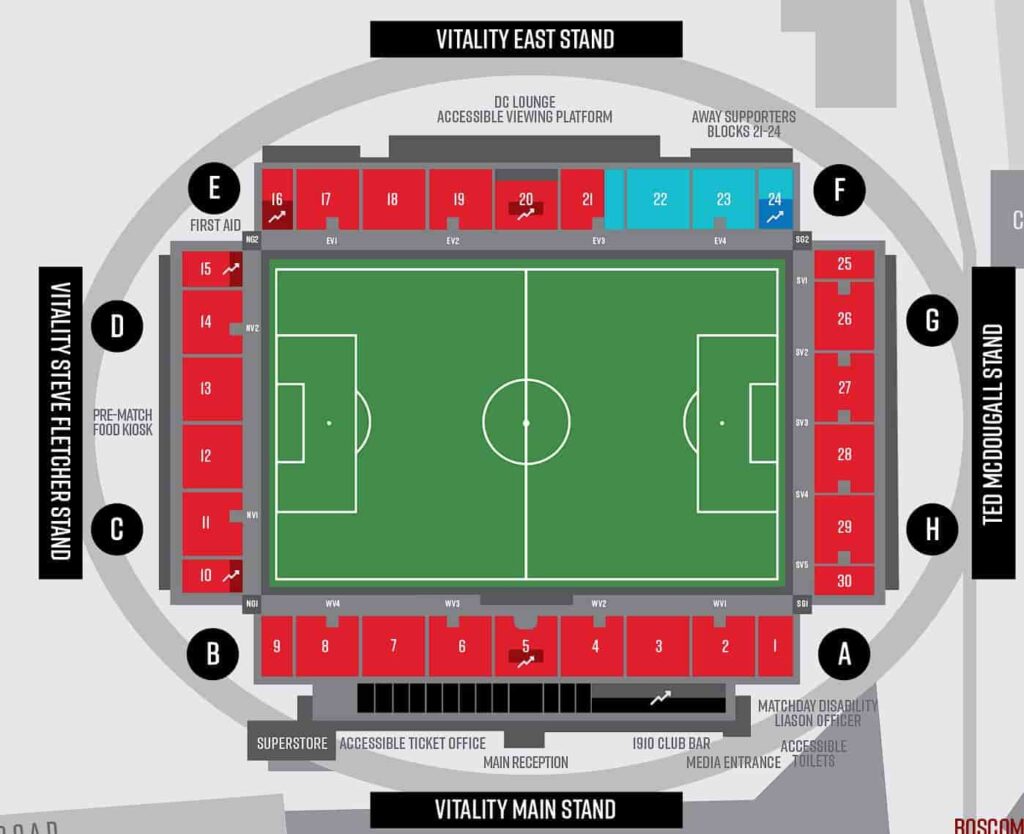 Vitality Stadium Seating Plan / Stadium Map