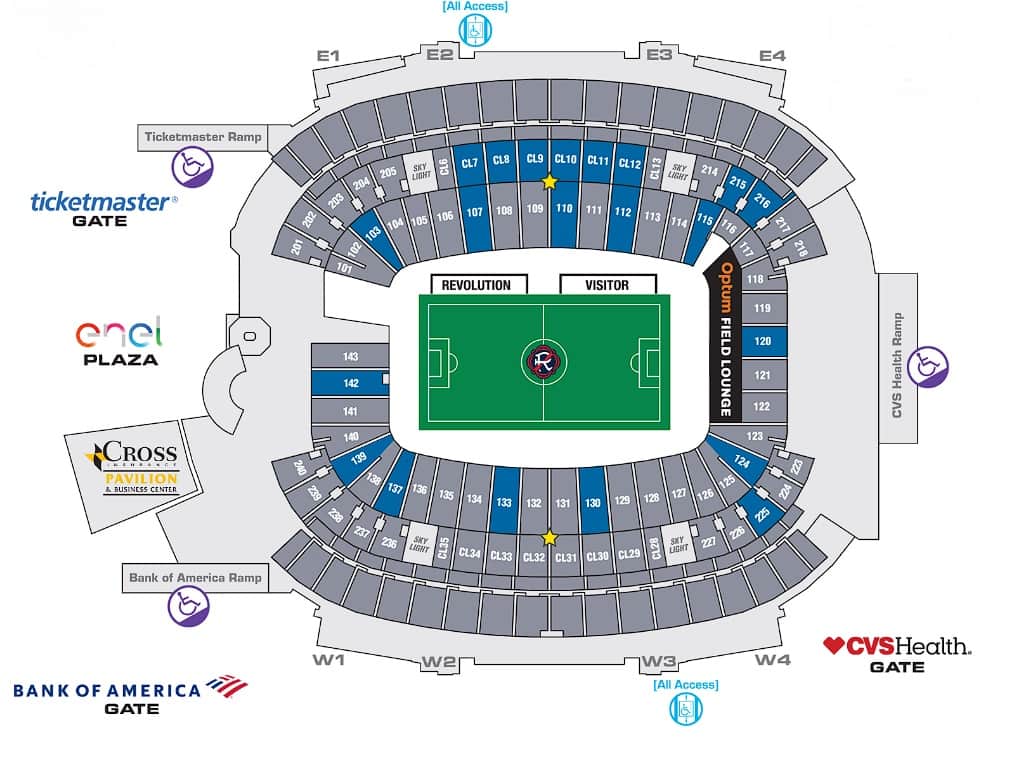 Gillette Stadium Seating Plan / Stadium Map