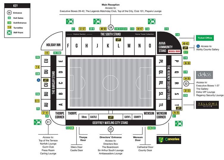 Carrow Road / Norwich City Stadium Seating Plan.