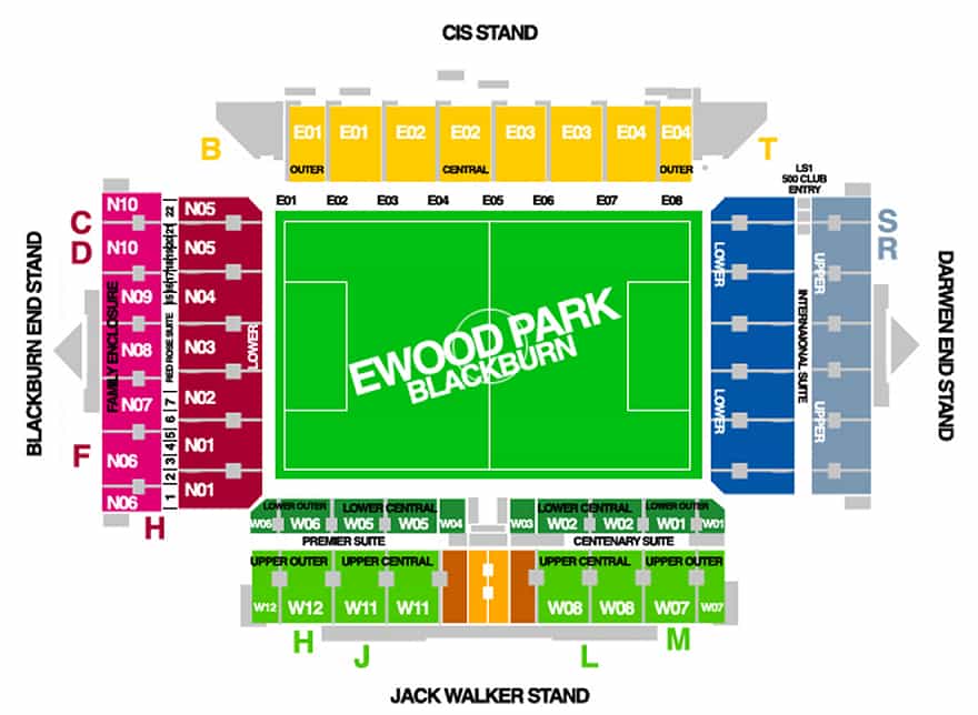 Ewood Park Blackburn Rovers Stadium Seating Plan.