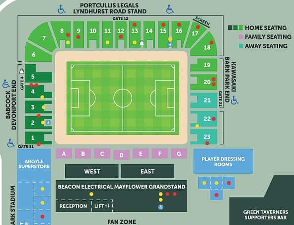 Home Park Stadium seating plan