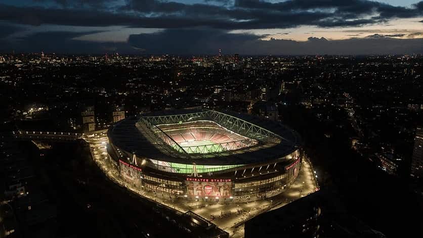 Emirates Stadium at Night.