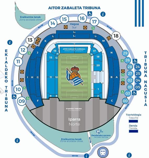 Real Sociedad Stadium Map. 