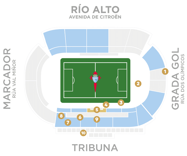 Estadio de Balaídos Seating Plan / Celta Vigo Stadium Map