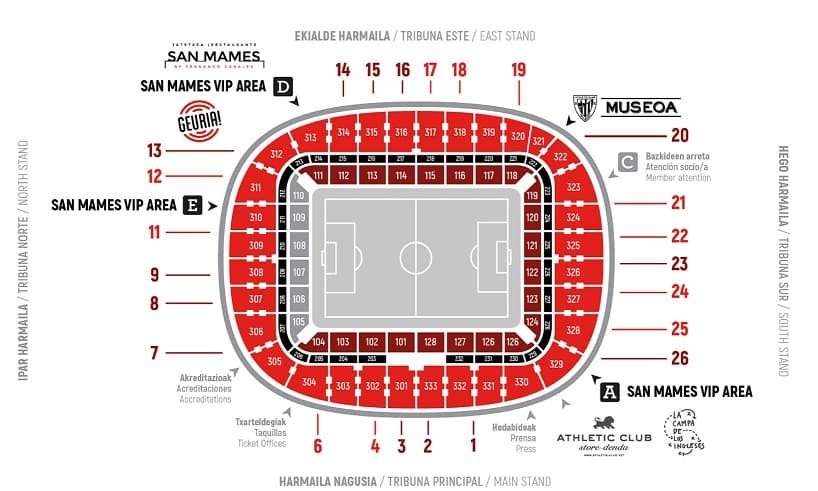 Estadio San Mamés seating plan / stadium map