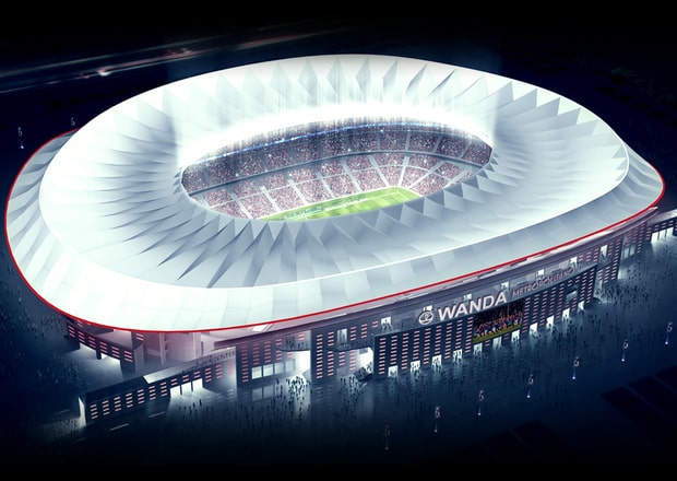 Estadio Wanda Metropolitano - Atlético Madrid Stadium External Night View