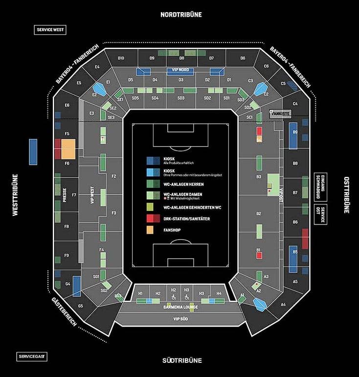 BayArena Seating Plan & Stadium Map